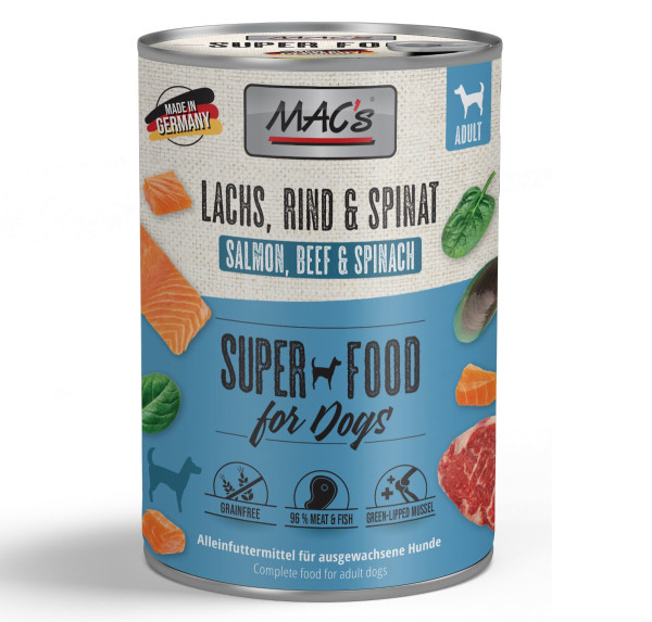 Macs Lachs, Rind + Spinat SuperFood 400 g