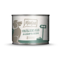 Mjamjam Dog vorzügliches Kalb an gedämpfter Zucchini