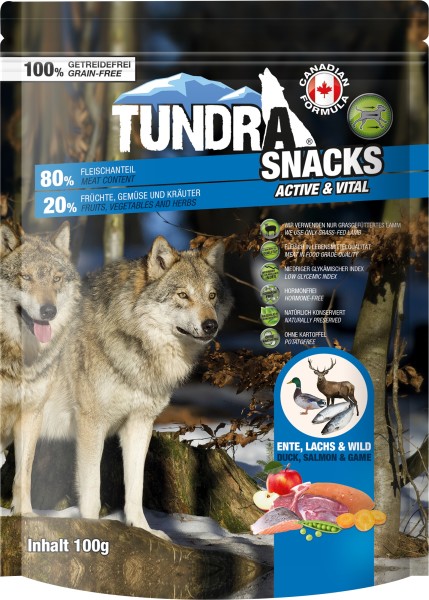 Tundra Snacks Ente, Lachs und Wild 100 g