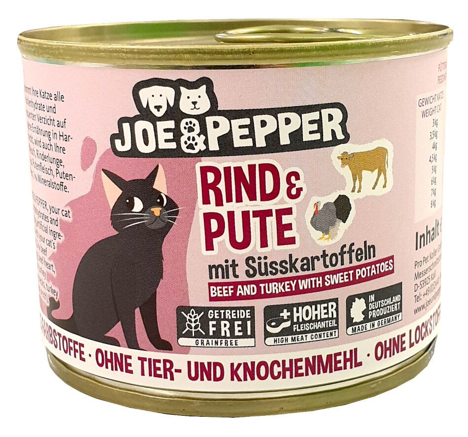 Joe & Pepper Katze Rind + Pute mit S box