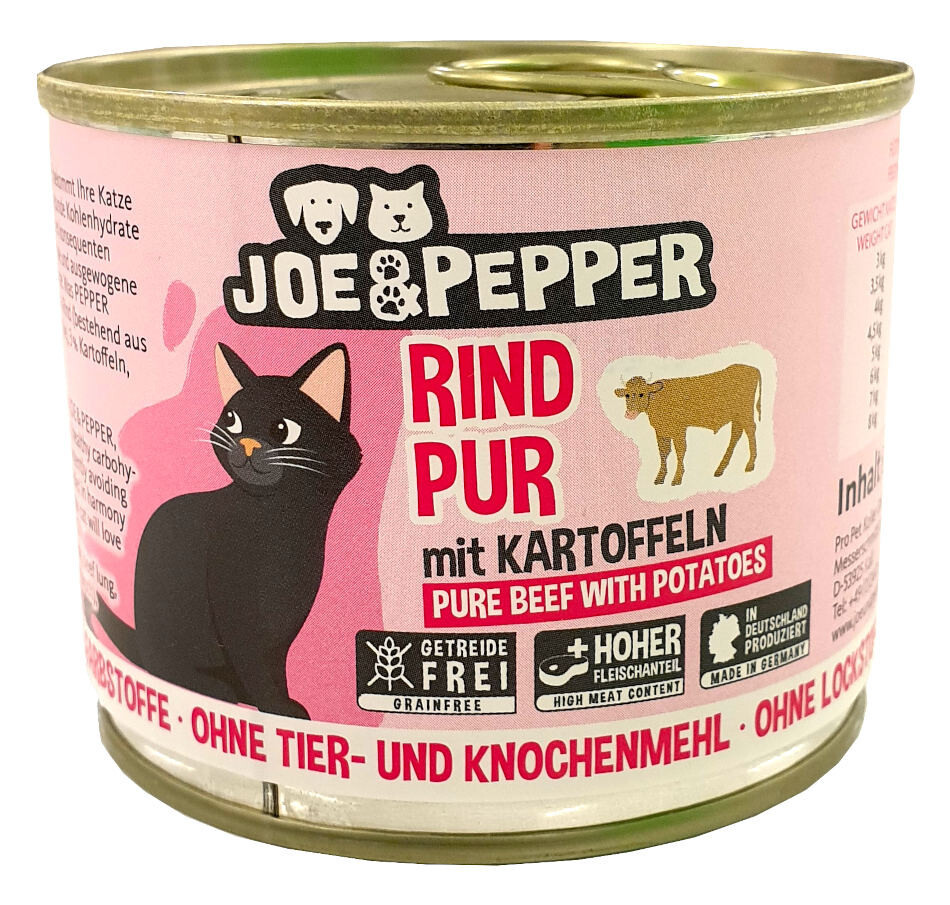 Joe & Pepper Katze Rind pur mit Kart box