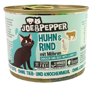 Joe & Pepper Katze Huhn + Rind mit Möhren