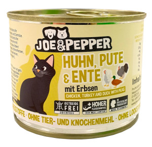 Joe &amp; Pepper Katze Huhn, Pute + Ente mit Erbsen