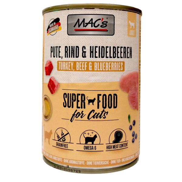 Macs Cat Pute, Rind & Heidelbeeren SuperFood 400 g