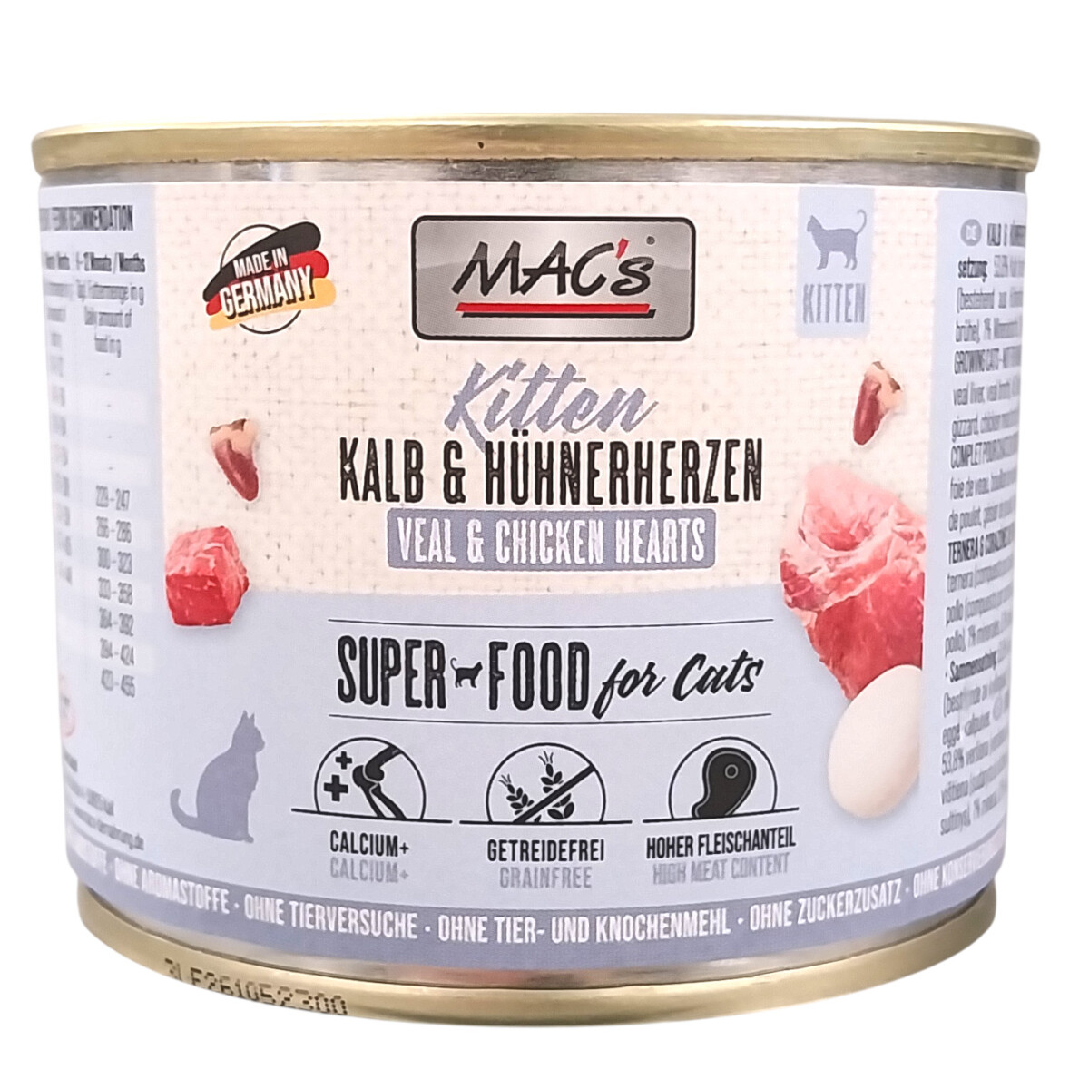 Macs Cat Kitten Kalb und Hühnerherzen SuperFood