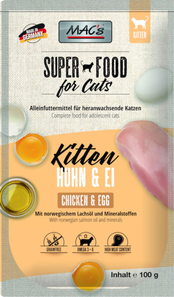 Macs Cat Super Food Kitten Pouch Huhn + Ei 100 g