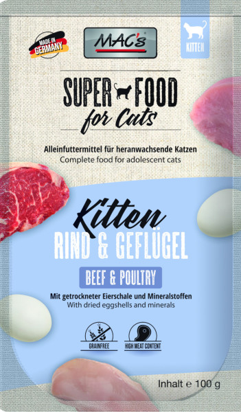 Macs Cat Super Food Kitten Pouch Rind + Gefl&uuml;gel 100 g