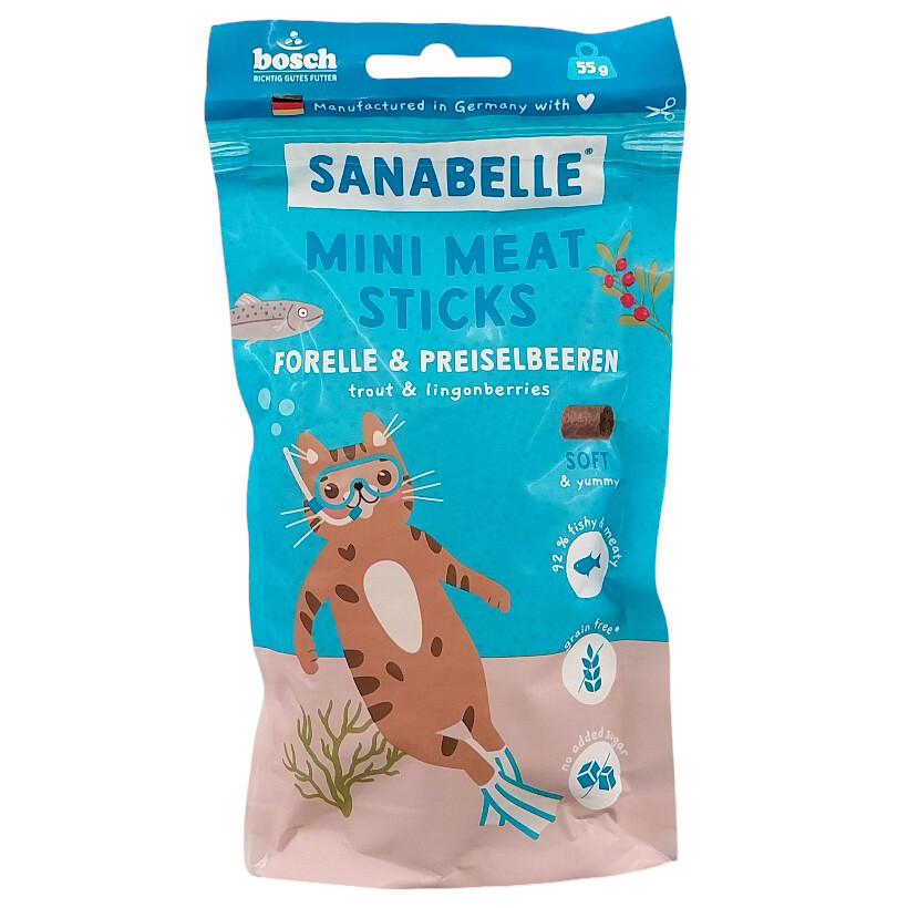 Sanabelle mini meat Sticks Forelle & box