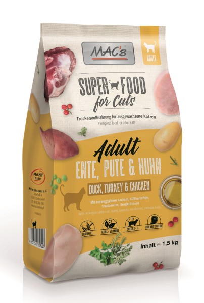 Macs Cat Superfood Adult Ente, Pute &amp; Huhn 1,5 kg