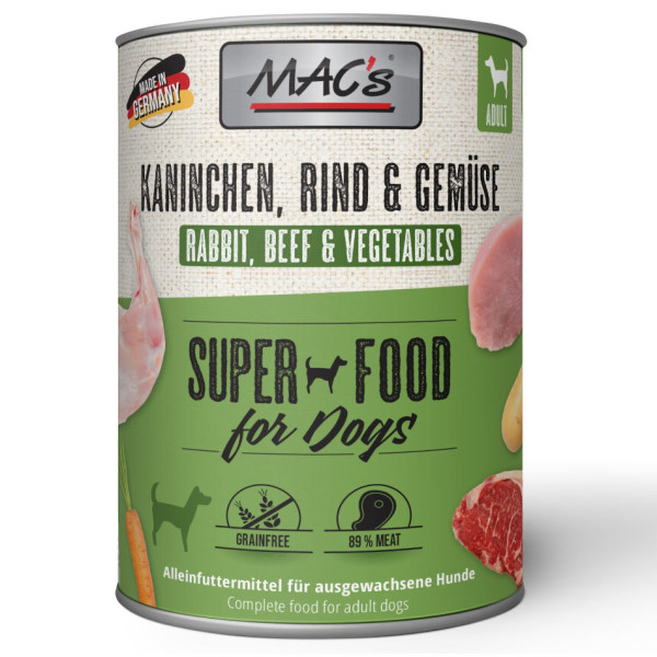 Macs Kaninchen, Rind + Gemüse SuperFood 800 g