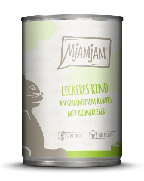 Mjamjam leckeres Rind an gedämpften Kürbis 400 g