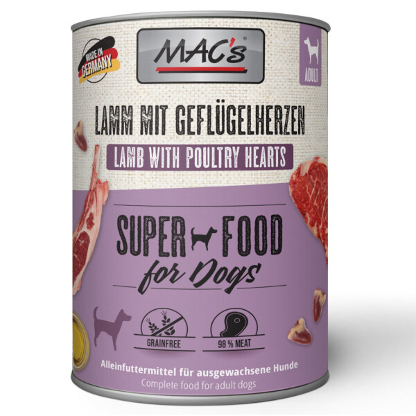 Macs Lamm mit Geflügelherzen SuperFood 800 g