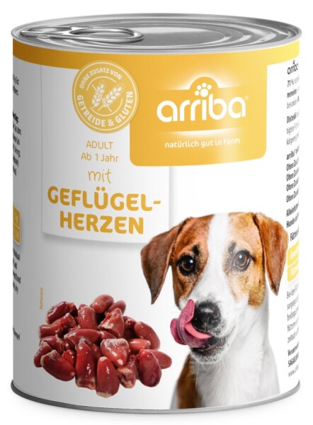 arriba Dog mit Geflügelherzen 800 g