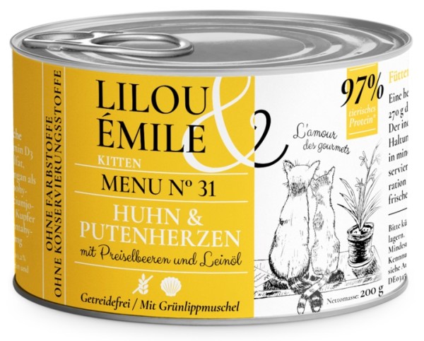 Lilou & Emile Kitten Huhn + Putenherzen 200 g