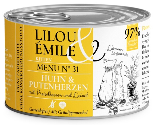 Lilou & Emile Kitten Huhn + Putenherzen 200 g