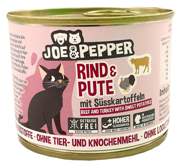 Joe & Pepper Katze Rind + Pute mit Süsskartoffeln 200 g