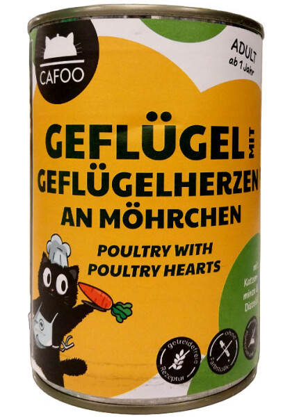 Cafoo Geflügel mit Geflügelherzen an Möhrchen 400 g