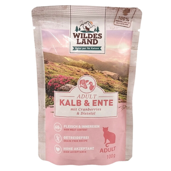 Wildes Land Adult Kalb+Ente 100 g