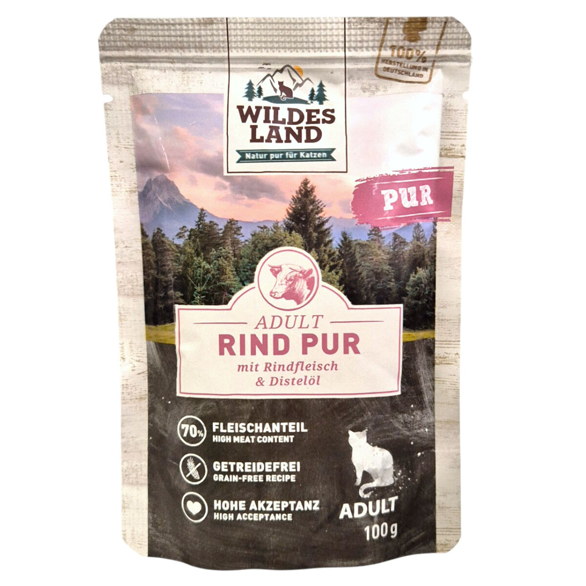 Wildes Land Adult Rind pur 100 g box