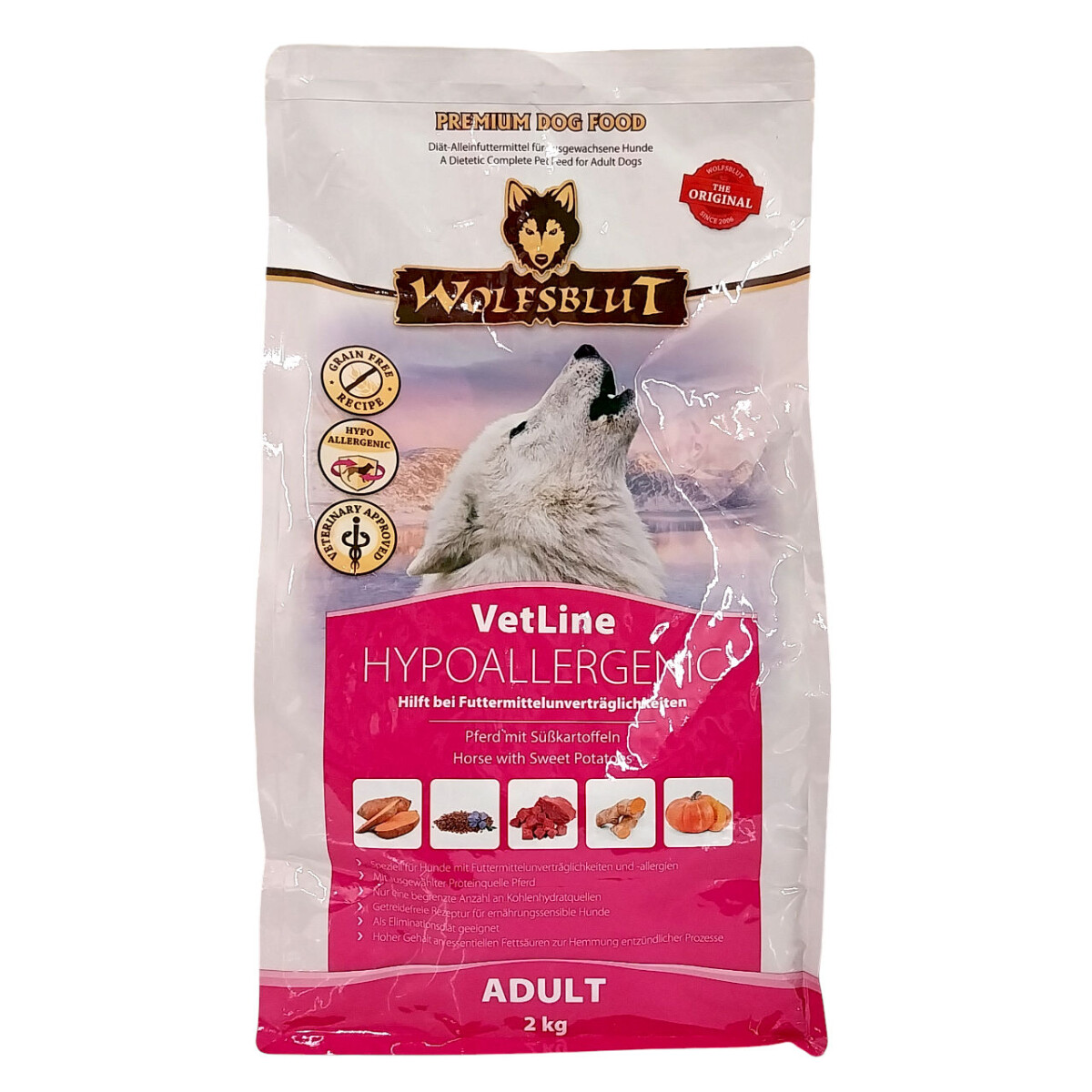 Wolfsblut Vetline Hypoallergenic Pferd mit Süßkar