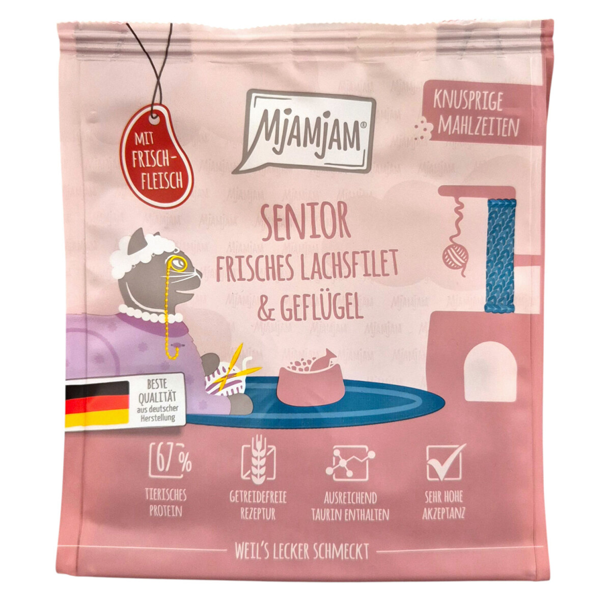 Mjamjam knusprige Mahlzeiten Senior frisches Lachsfilet + Ge