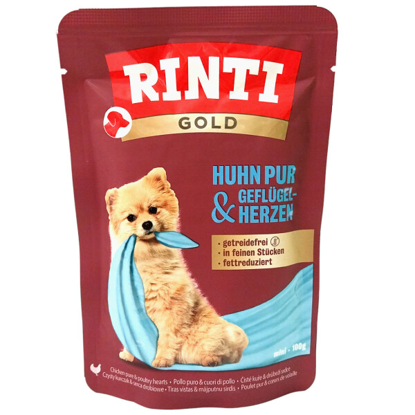 Rinti Gold Mini Pouch Huhn Pur + Geflügelherzen 100 g
